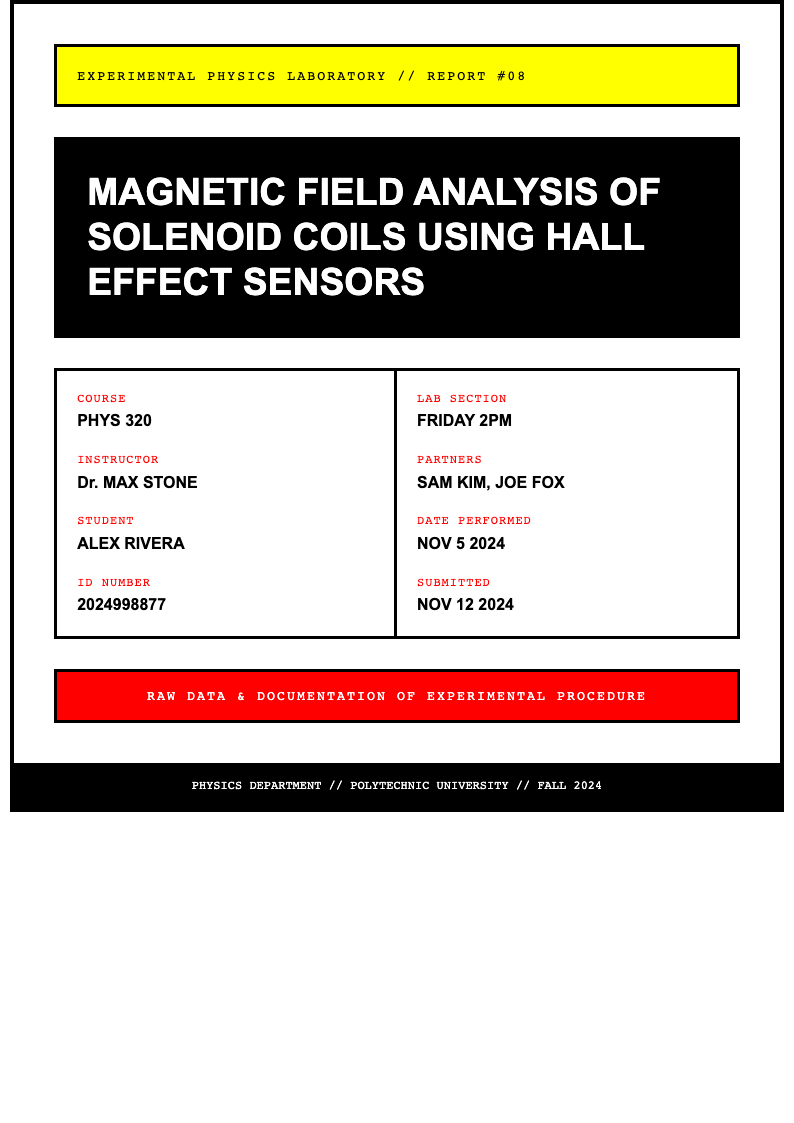 Neo brutalist lab report cover page